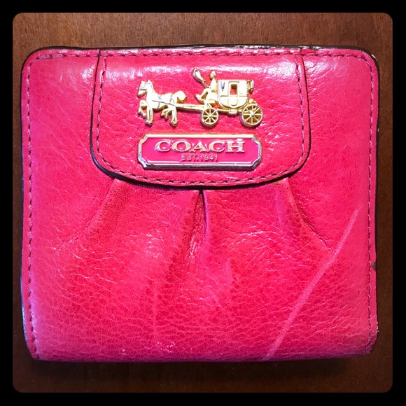 Coach Handbags - Coach small wallet hot pink